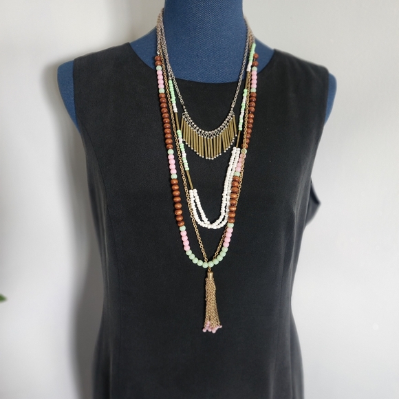 Oori Boho 3 Necklace Set with Tassel New - Picture 7 of 9